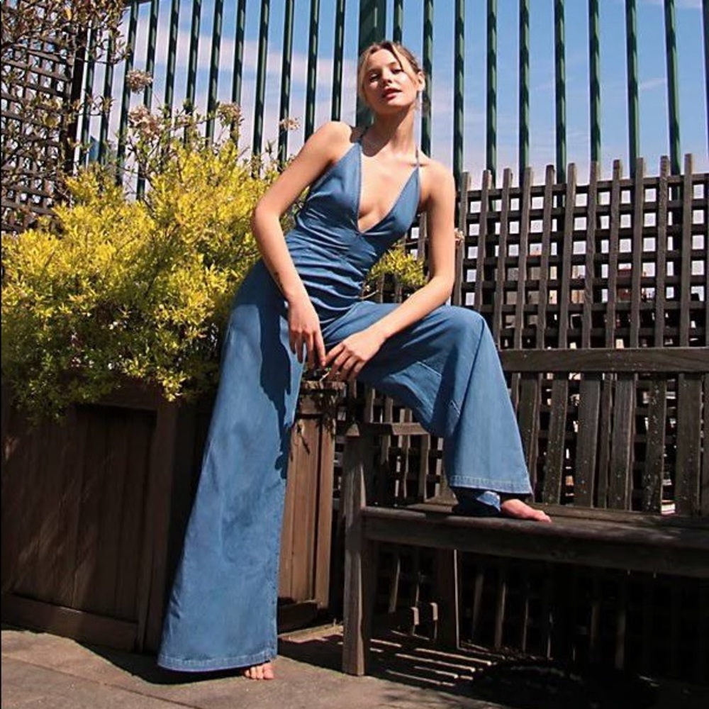NWT Free People Josie Jumpsuit in Blue